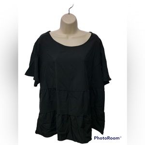 🌸 SHEIN Curve Tiered Blouse Black size 2XL